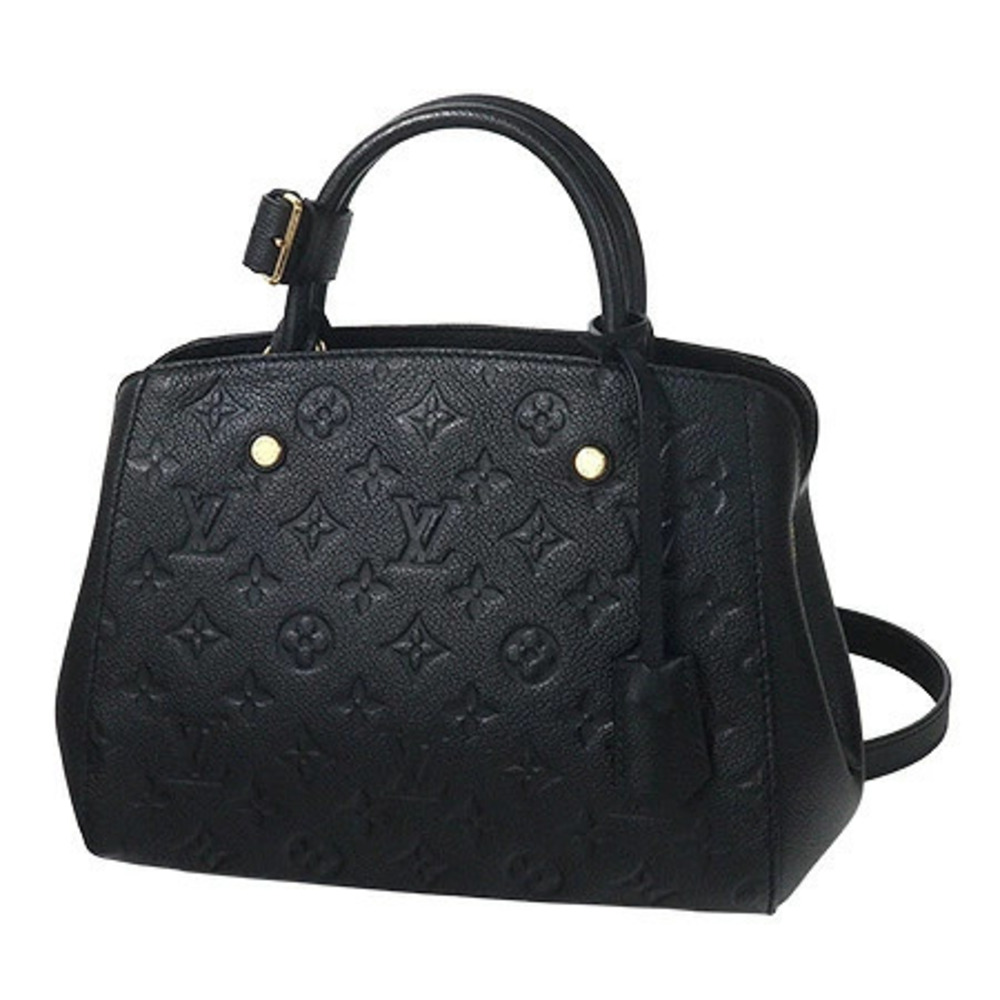Louis Vuitton Monogram Empreinte Montaigne Top Bag Leather Blue Black